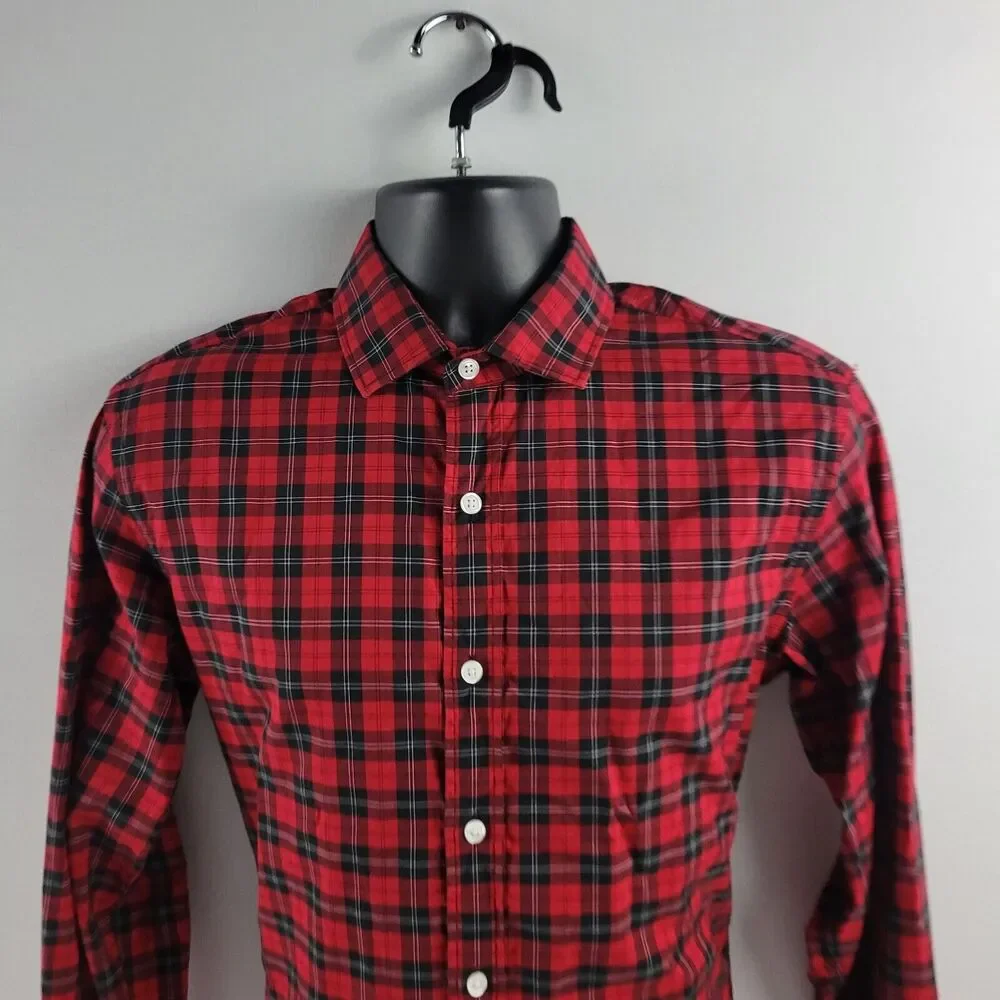 J.Crew Ludlow 120's 2 play dress shirt‎ button down men red plaid M 2330